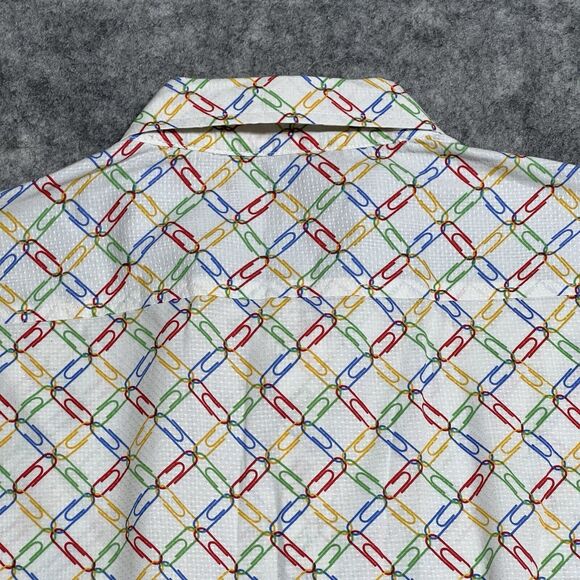 Project Red Paper Clip Allover Print Shirt Men's XL Multi Button Up Cotton - Picture 14 of 16